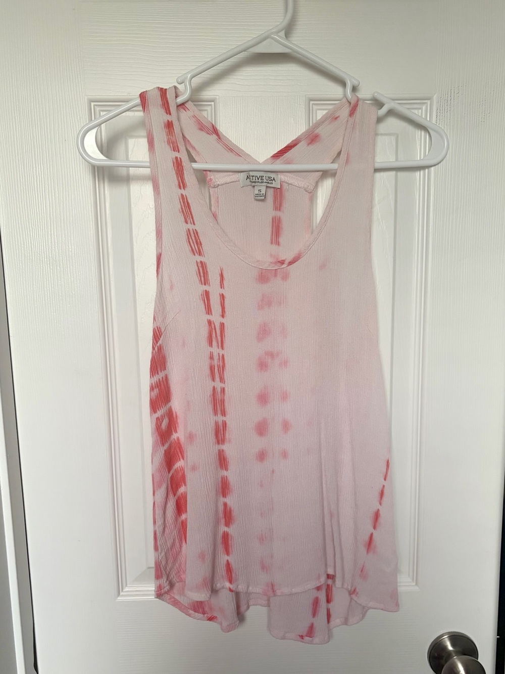 Active USA Pink and Coral Tie-Dye Crisscross Back Tank
